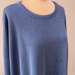 Maurices 24/7 Ribbed Knit Tunic Top 2X Plus Blue NWT New LS Stretch Layering